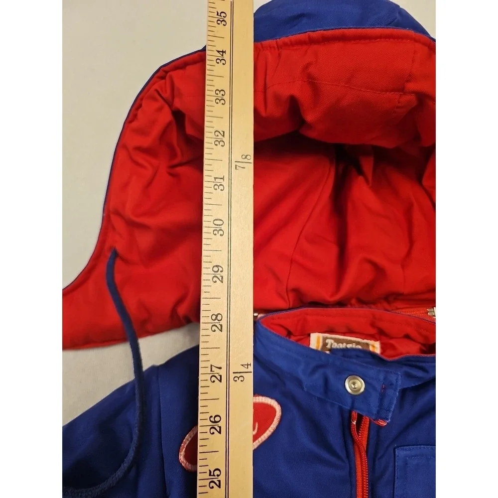 Tootsie Roll Vintage  Kids Racing Puffer Jumpsuit Boys Blue/Red Size 3T Hooded - Picture 3 of 6